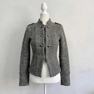 Vintage Wool Military Blazer Button Up Office Siren Elegant